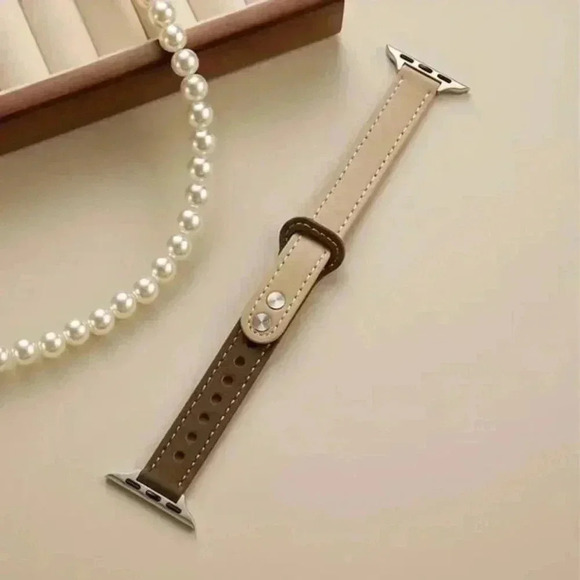 Sleek Brown and Apricot Apple Watch Band - Picture 2 of 4